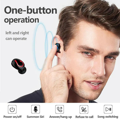 Bluetooth 5.1 Headset TWS Drahtlose Kopfhörer Mini Ohrhörer Stereo Kopfhörer IPX7 